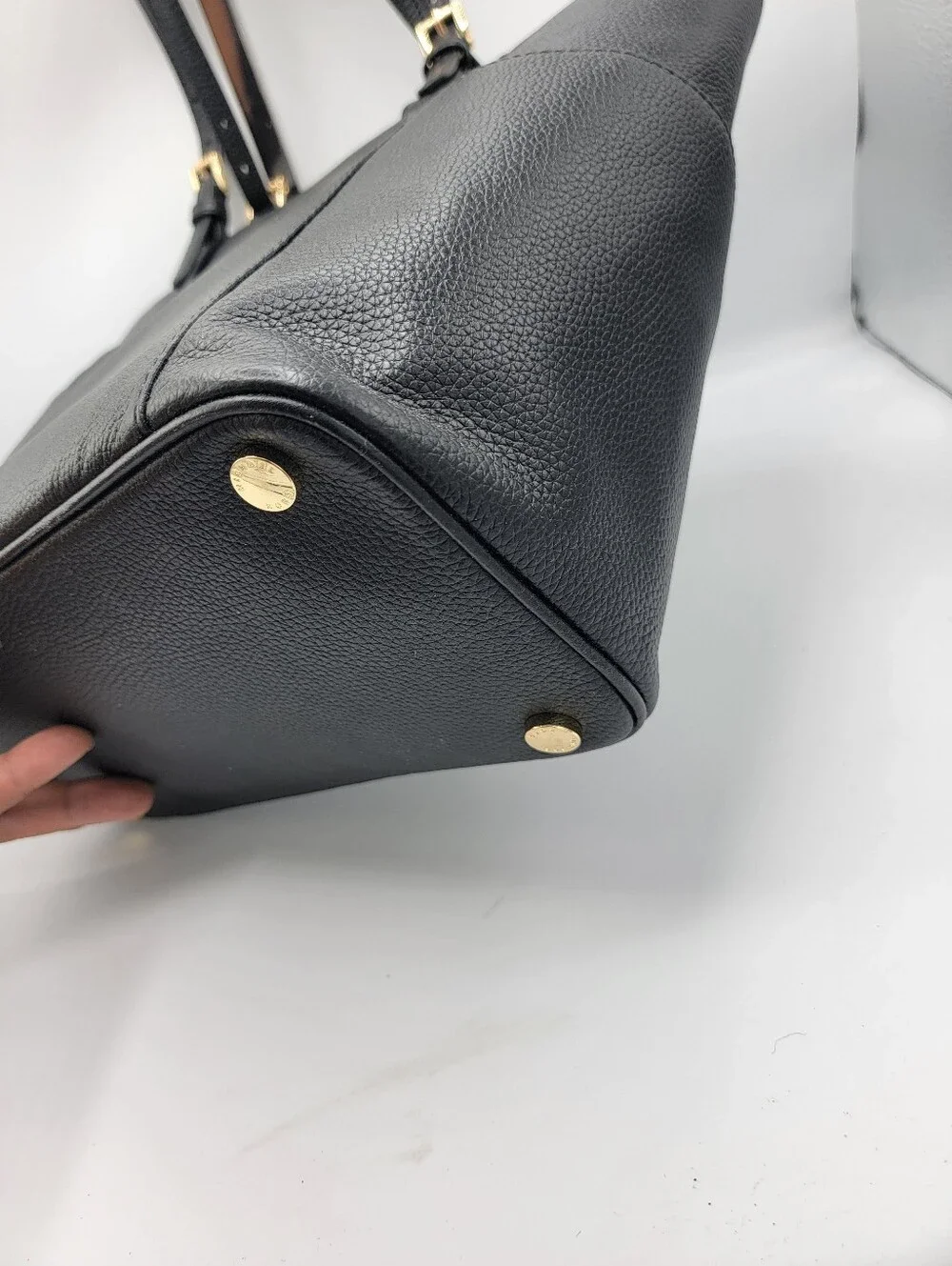 Michael Kors Black Pebbled Leather Tote with Gold Hardware